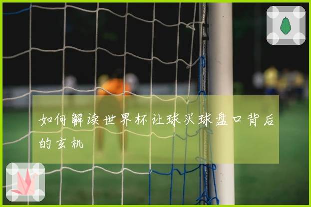 如何解读世界杯让球买球盘口背后的玄机
